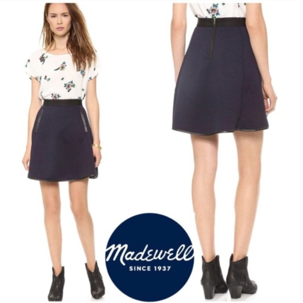 Madewell Blue "Luna" Quilted Skater Skirt